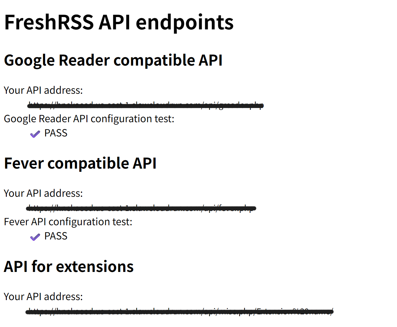 FreshRSS API endpoint