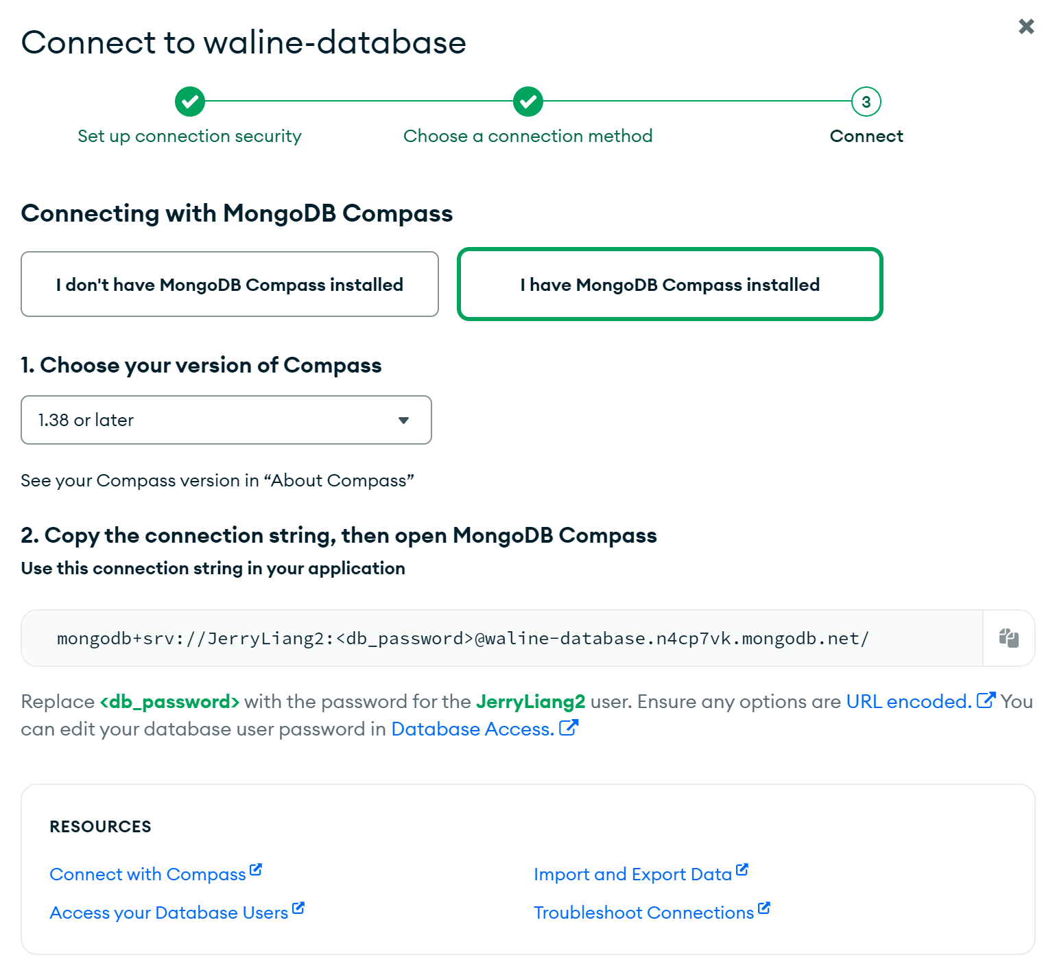not choose mongodb compass new version
