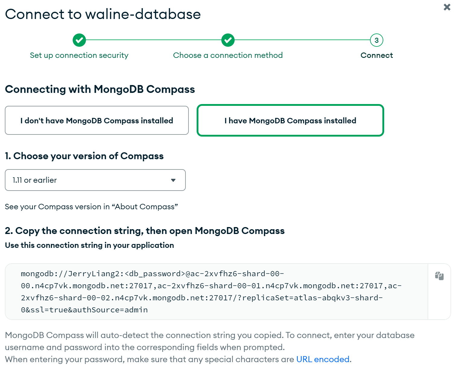 choose mongodb compass old version